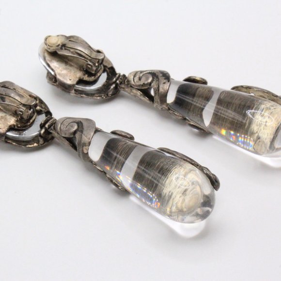 Isabel Canovas French Paris Couture Clear Lucite Resin Large Massive Long Dangle - Picture 3 of 9